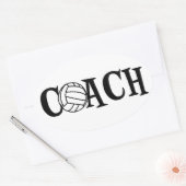 バレーボールのコーチ 楕円形シール (封筒)