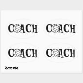 バレーボールのコーチ 楕円形シール (シート)