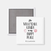 バレーボールのコートが私の幸せな場パーソナライズされた所 マグネット (正面/裏面)