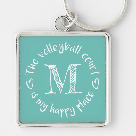バレーボールのコートが私の幸せモノグラムのだ キーホルダー (正面)