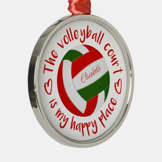 バレーボールのコートは私の幸せな場所だ メタルオーナメント (右)