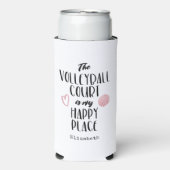 バレーボールのコートは私の幸せな場所のタイポグラフィ スリム缶クーラー (Seltzer正面)