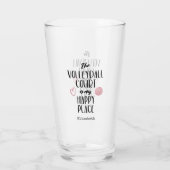 バレーボールのコートは私の幸せな場所のタイポグラフィ タンブラーグラス (裏面)
