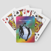 バレーボールのシルエット選手とボールのパーソナライズ トランプ (裏面)