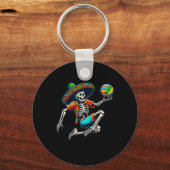 バレーボールのスケルトンMexican Sombrero Cinco De Mayo キーホルダー (正面)