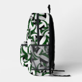 バレーボールのスポーツパターン緑の黒いチームカラー プリントバックパック (右)