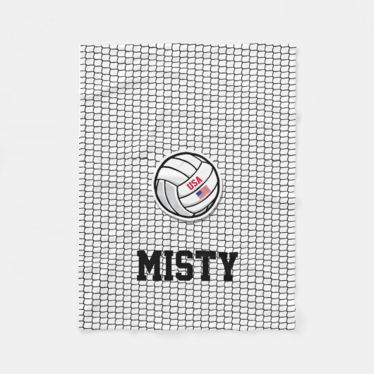 バレーボールのネット名フラグ、チームホワイト フリースブランケット (正面)