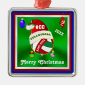 バレーボールのパーソナライズされたオーナメント、名前、番号 メタルオーナメント (正面)