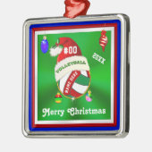 バレーボールのパーソナライズされたオーナメント、名前、番号 メタルオーナメント (左)