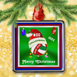 バレーボールのパーソナライズされたオーナメント、名前、番号 メタルオーナメント