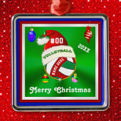 バレーボールのパーソナライズされたオーナメント、名前、番号 メタルオーナメント