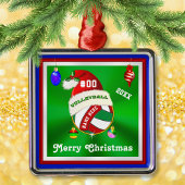 バレーボールのパーソナライズされたオーナメント、名前、番号 メタルオーナメント