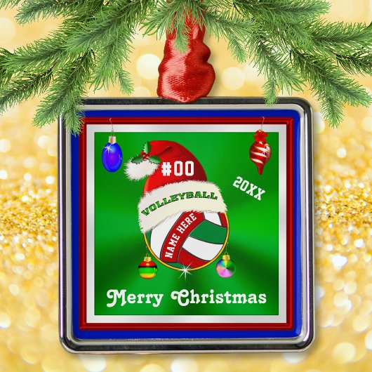 バレーボールのパーソナライズされたオーナメント、名前、番号 メタルオーナメント