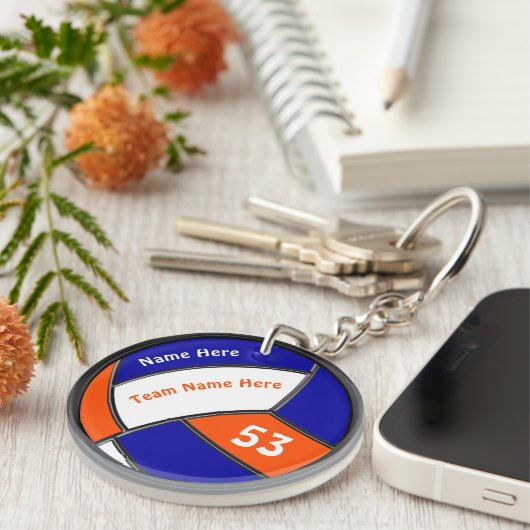 バレーボールのパーティーが贈り物、オレンジ、ブルーを好む キーホルダー (正面右)