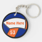 バレーボールのパーティーが贈り物、オレンジ、ブルーを好む キーホルダー (裏面)