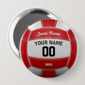 バレーボールのファン名年チームレッド 缶バッジ (正面&裏面)