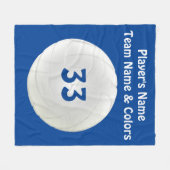 バレーボールのフリースブランケット、あなたの文字および色 フリースブランケット (正面(横))