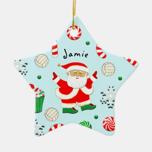 バレーボールのホリデーギフト セラミックオーナメント (正面)