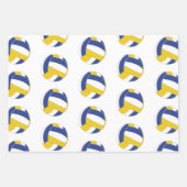 バレーボールのボールパターンキッズ名誕生日 ラッピングペーパーシート (正面2)