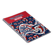 バレーボールの個人用設定 – 赤、白、およびネイビーブルー ノートブック (右側)