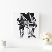 バレーボールの壁時計 スクエア壁時計 (ホーム)