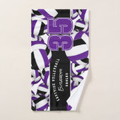 バレーボールの多くの紫色のブラックチームカラー ハンドタオル (ハンドタオル)