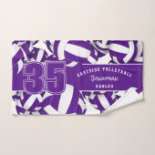 バレーボールの多くの紫色の白いチームカラー ハンドタオル (ハンドタオル)