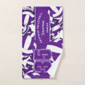 バレーボールの多くの紫色の白いチームカラー ハンドタオル (ハンドタオル)