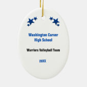 バレーボールの女の子のブロンドの青及び黒い セラミックオーナメント (裏面)