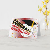 バレーボールの星のための卒業のお祝い カード (黄色い花)