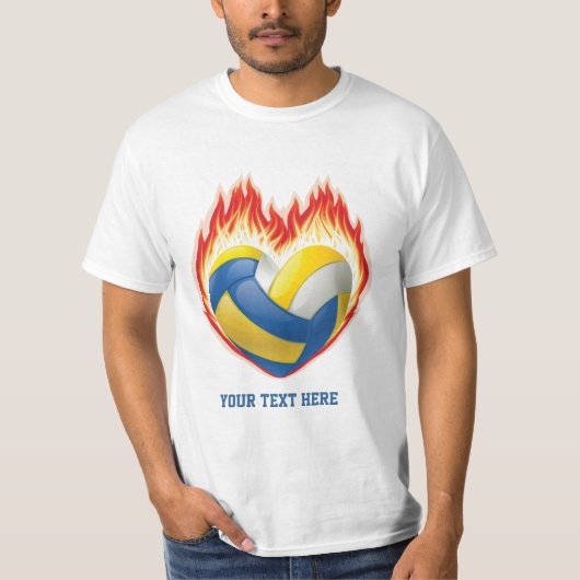 バレーボールの炎(名前入りな) Tシャツ (正面)