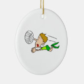 バレーボールの男の子の飛び込み セラミックオーナメント (右)