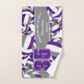 バレーボールの紫色のグレーチームカラーの多く ハンドタオル (ハンドタオル)