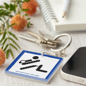 バレーボールの選手の黒、白、青のアイコンのカスタム キーホルダー (正面右)