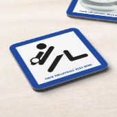 バレーボールの選手の黒、白、青のアイコンのカスタム コースター (左側)