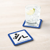 バレーボールの選手の黒、白、青のアイコンのカスタム コースター (右側)