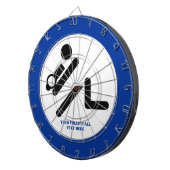 バレーボールの選手の黒、白、青のアイコンのカスタム ダーツボード (正面右)