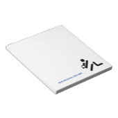 バレーボールの選手の黒、白、青のアイコンのカスタム ノートパッド (アングル)