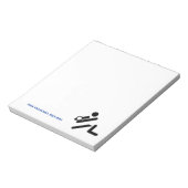 バレーボールの選手の黒、白、青のアイコンのカスタム ノートパッド (回転)