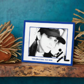 バレーボールの選手の黒、白、青のアイコンのカスタム フォトプラーク (側面)