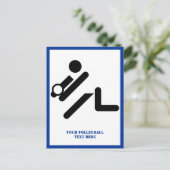 バレーボールの選手の黒、白、青のアイコンのカスタム ポストカード (スタンド正面)