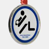 バレーボールの選手の黒、白、青のアイコンのカスタム メタルオーナメント (右)