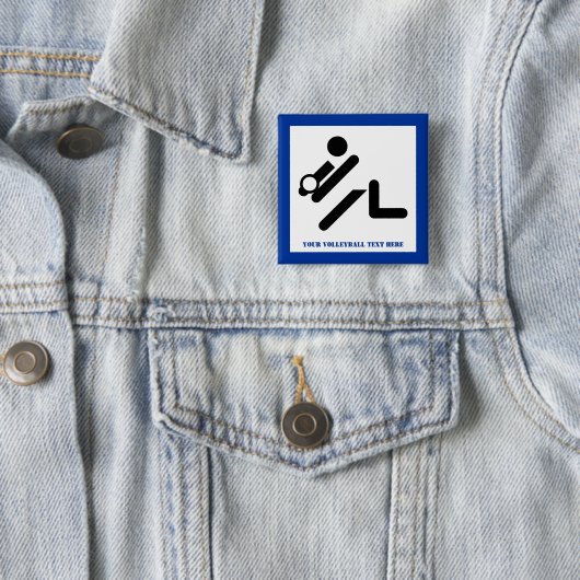 バレーボールの選手の黒、白、青のアイコンのカスタム 缶バッジ (インサイチュ)