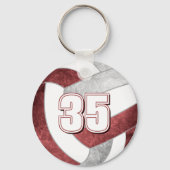 バレーボールの選手ジャージー番号マルーングレー キーホルダー (正面)