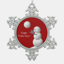 バレーボールの雪だるま スノーフレークピューターオーナメント