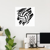 バレーボールはっきりしたグラフィック ポスター (ホームオフィス)