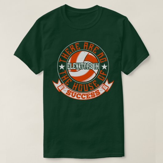 バレーボールはエレベーターなし Tシャツ (デザイン正面)
