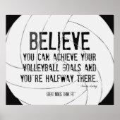 バレーボールやる気を起こさせるプリント015白黒 ポスター (正面)