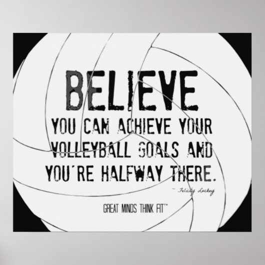 バレーボールやる気を起こさせるプリント015白黒 ポスター (正面)