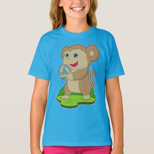 バレーボールをするサル Tシャツ (正面)